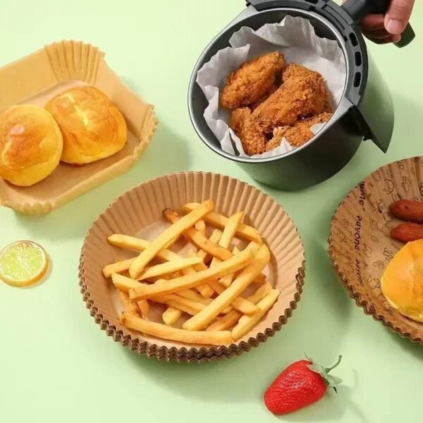 Papel especial para freidora de aire, papel de aceite de silicona, papel absorbente de aceite, almohadilla de papel especial para alimentos, plato de papel doméstico, 50/100 Uds.