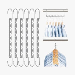 Optimiza el espacio de tu armario con la Percha de Metal con Gancho Mágico. Su diseño multifuncional con 6 agujeros te permite colgar varias prendas en una sola percha, manteniendo la ropa organizada y sin arrugas. 🔹Características destacadas: ✅ Ahorro de espacio: Su diseño vertical maximiza el espacio en el armario. ✅ 6 agujeros para colgar ropa: Ideal para camisas, pantalones, bufandas y más. ✅ Material resistente: Fabricada en acero inoxidable duradero y resistente al óxido. ✅ Diseño versátil: Se puede usar de forma horizontal o vertical según la necesidad. 📌Especificaciones: 📏 Tamaño: 37 cm 🛠 Material: Acero inoxidable / Hierro 📦 Contenido del paquete: ✔ 1 x Percha de acero inoxidable 💡Estas perchas de metal multifuncionales son perfectas para organizar tu ropa y aprovechar al máximo cada rincón de tu armario.