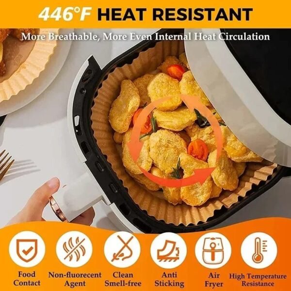 Papel especial para freidora de aire, papel de aceite de silicona, papel absorbente de aceite, almohadilla de papel especial para alimentos, plato de papel doméstico, 50/100 Uds.
