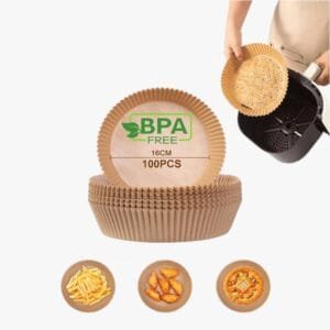 Papel especial para freidora de aire, papel de aceite de silicona, papel absorbente de aceite, almohadilla de papel especial para alimentos, plato de papel doméstico redondo y cuadrado 50/100 Uds.